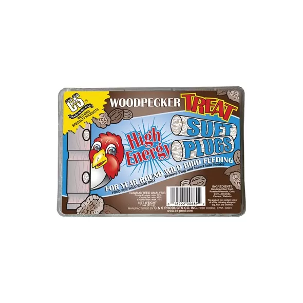 C&S 11oz Woodpecker Treat High Energy Suet Plugs 4Pk - Each Plug is 2.75oz