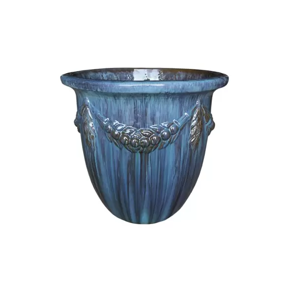 MCarr 5PC Rnd Roman Garland Flat Rim Planter Milky Blue