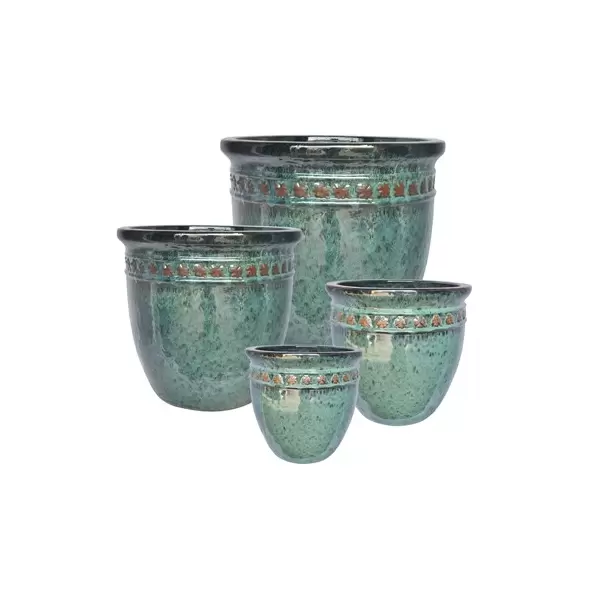 MCarr 16pc Leaf Round Planter Scrape Fall Green