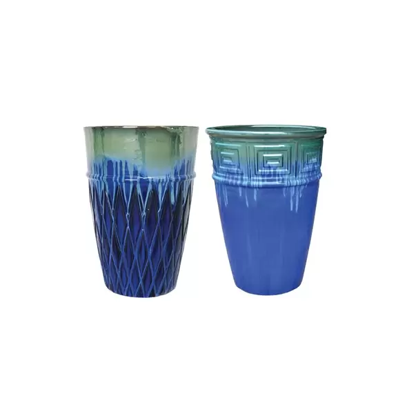 MCarr 15PC Tall Planter Plt Blue Green Light Blue
