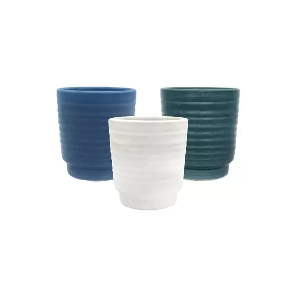 MCarr 8pc 7.1" Ribbed Planter Set Asst Colors