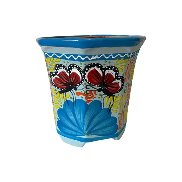 Talavera 8" Bella Especial Octagonal Pot Lite Blue