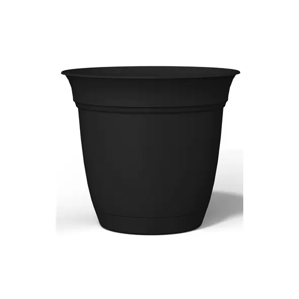 HC 10" Eclipse Pot With Attached Saucer Black