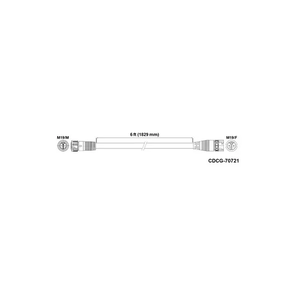 Fluence DC Extension Cable, 6' ( 1829mm ), M19 Push Lock 10/CS