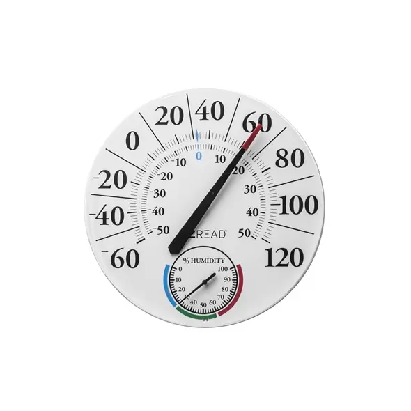 Headwind 12.5" EZ Read Dial Thermometer/ Hygrometer White w/ Hummingbirds