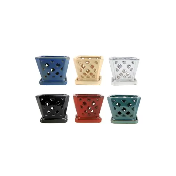 MCarr 6PC 7" Sq Diamond Orchid Pot Mixed Asst
