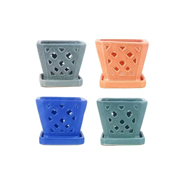 MCarr 6PC 5" Sq Diamond Orchid Pot Mixed Asst