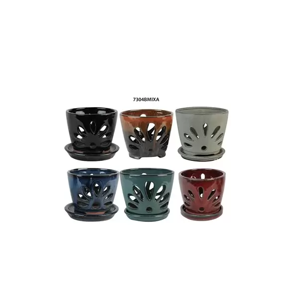 MCarr 12PC 5.1" Half Flower Orchid Pot Mixed Asst