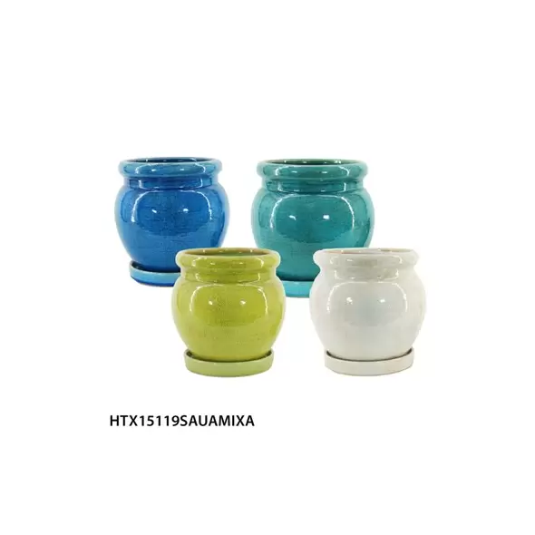 MCarr 4PC 8" Cache Pot Set W/Saucers
