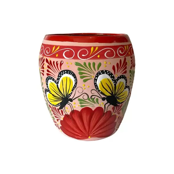 Talavera 7"Hx9"W Bella Especial Ovalo Pot Red