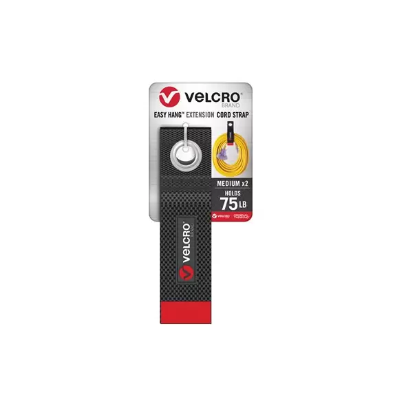 Velcro Brand 2pk 1.75"x14" Extension Cord Strap Black