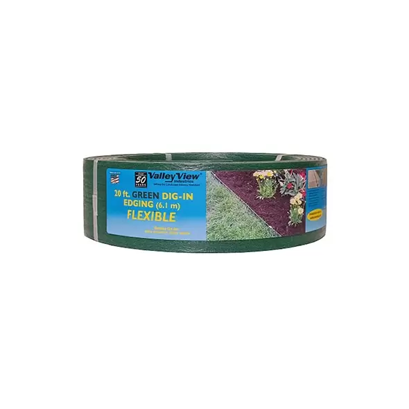 Valley View 3.5"x20' Bender Board w/5 Metal Stakes Coil Green