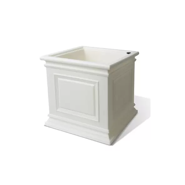 Algreen 16" Covington Cube Self Water Planter White
