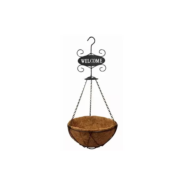 Gardener Select 12" Black Hanging Basket with Welcome Sign 12/CS