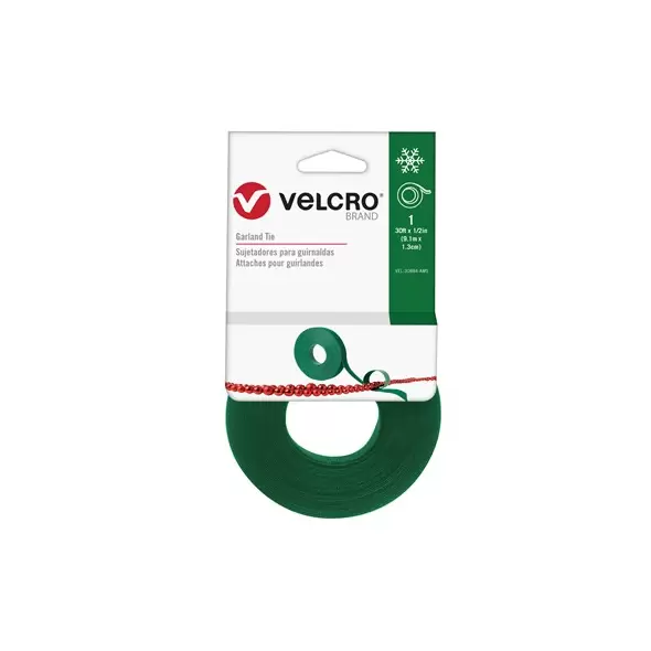 Velcro Brand 30' Garland Ties Roll Green