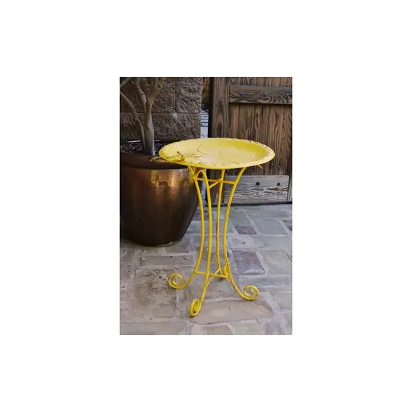 Innova Vintage Floral Birdbath Vintage Yellow