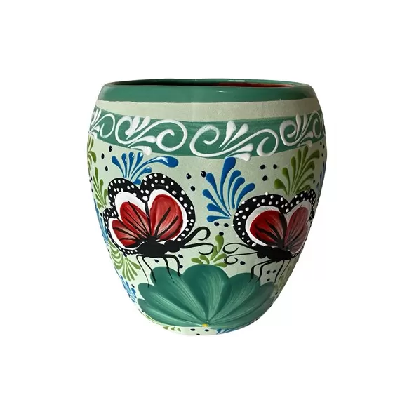 Talavera 11"Hx9.5"W Bella Especial Ovalo Pot Teal