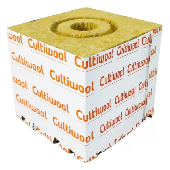 Cultiwool 6" x 6" x 6" Block w/ Optidrain & Donut Ring (48 Blocks/Case) - Cultilene