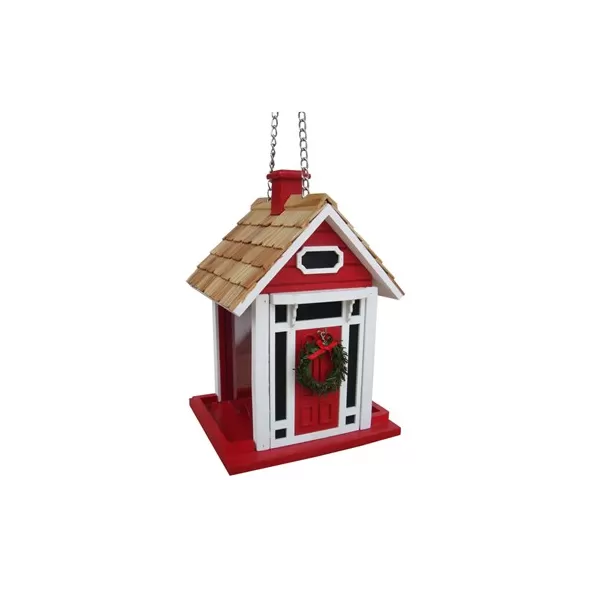 Home Bazaar Christmas Cottage Feeder Red