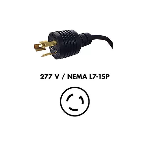 Fluence AC Cord, 15' ( 4572mm ), NEMA L7-15P Plug to M19 Push Lock Connector, Max 277V AC 5/CA