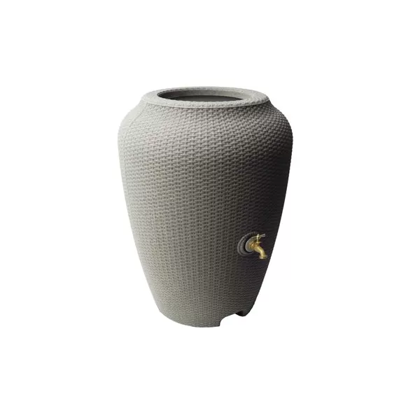 Algreen 50gal Wicker Rain Barrel Warm Gray