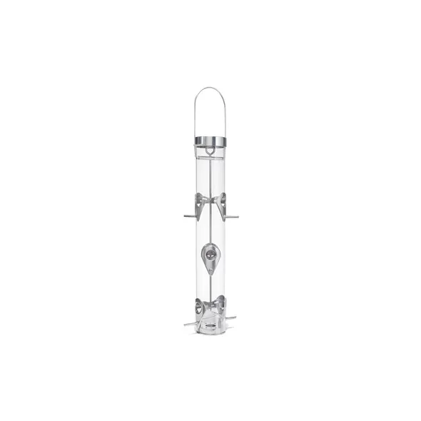 Droll Yankee 16" 6 Port Silver Sunflower RingPull Tube Feeder