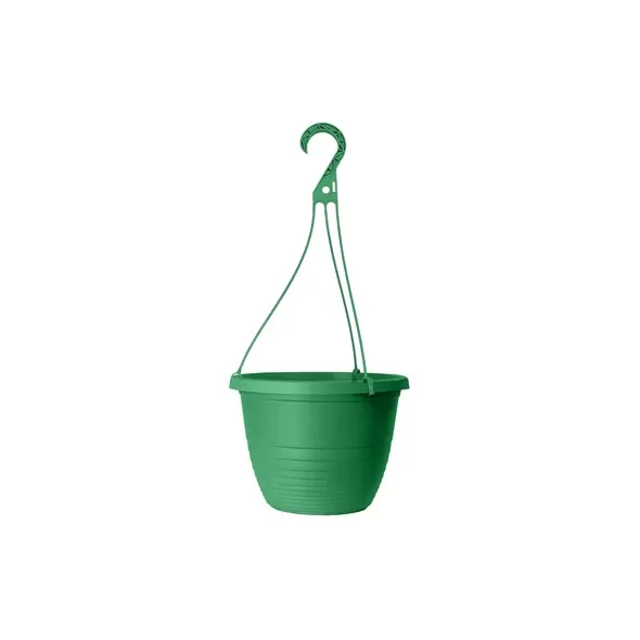 Grower Select 13.00 Everest Hanging Basket, With 22in Hanger, Green, 64 per Case, 12.99n OD x 7.48in H, 2.8 Gallon
