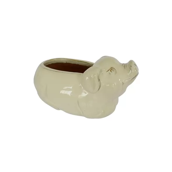 MCarr 19" Pig Planter Light Cream