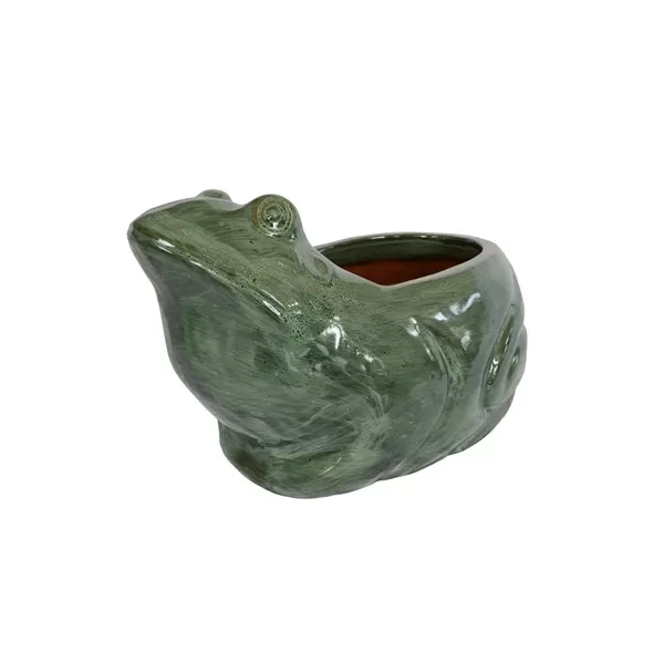 MCarr 13.4" Frog Planter Falling Green