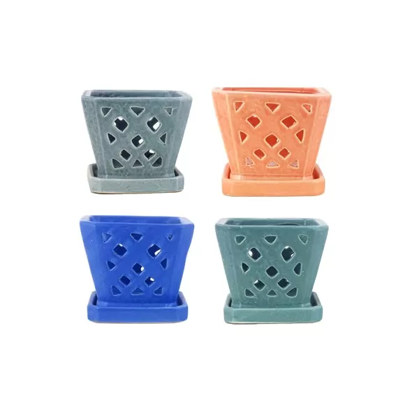 MCarr 6PC 7" Sq Diamond Orchid Pot Mixed Asst