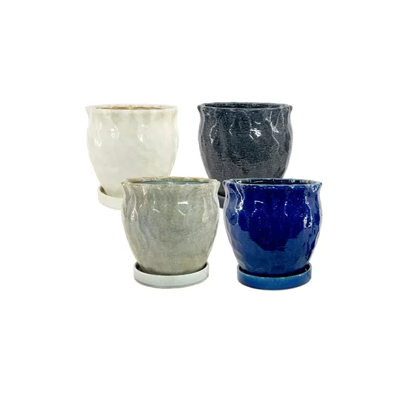 MCarr 4PC 8" Cache Pot w/ Saucers Set Mixed Colors