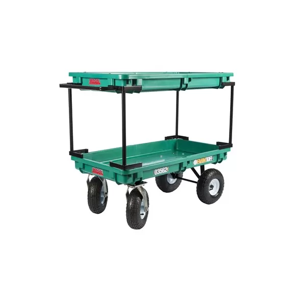 Millside 20"x38" Plastic Double Deck Cart w/ Flat Free Tires