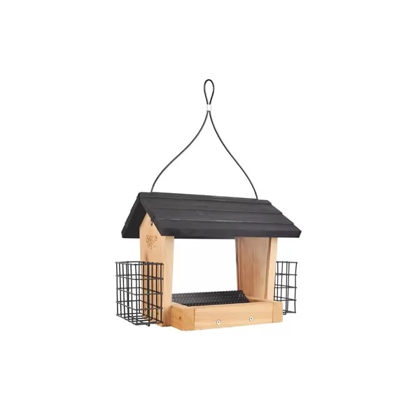 Natures Way 3qt Cedar Hopper Bird Feeder w/Suet Cages