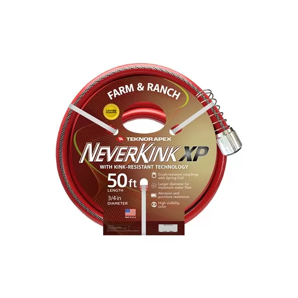 Teknor 3/4"x50' NeverKink XP Farm & Ranch Hose Red