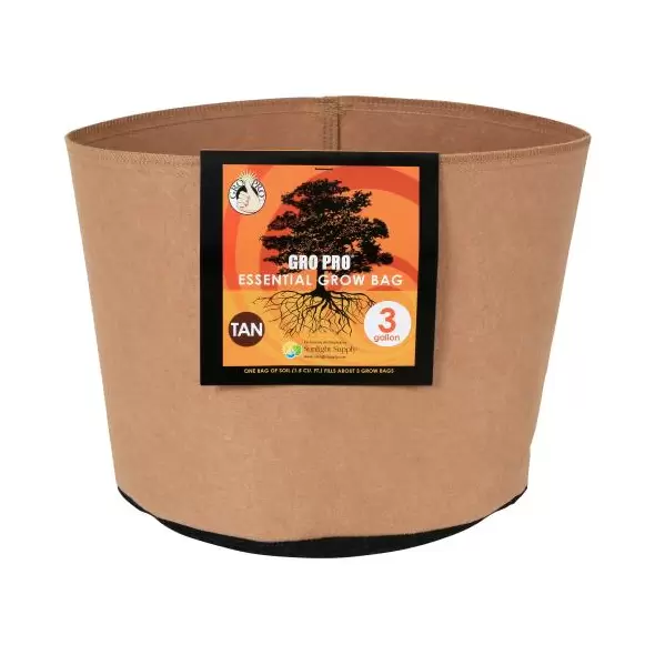 Gro Pro Essential Round Fabric Pot - Tan 3 Gallon (72/Cs)