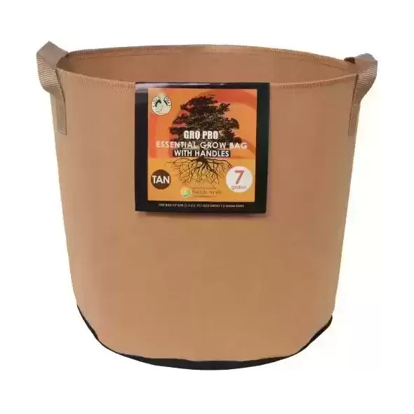 Gro Pro Essential Round Fabric Pot w/ Handles 7 Gallon - Tan (84/Cs)
