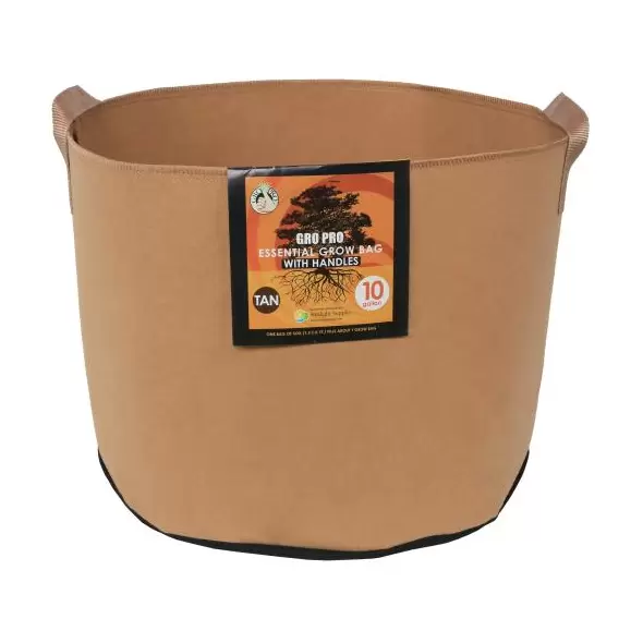 Gro Pro Essential Round Fabric Pot w/ Handles 10 Gallon - Tan (60/Cs)