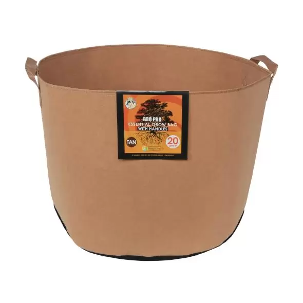 Gro Pro Essential Round Fabric Pot w/ Handles 20 Gallon - Tan (42/Cs)
