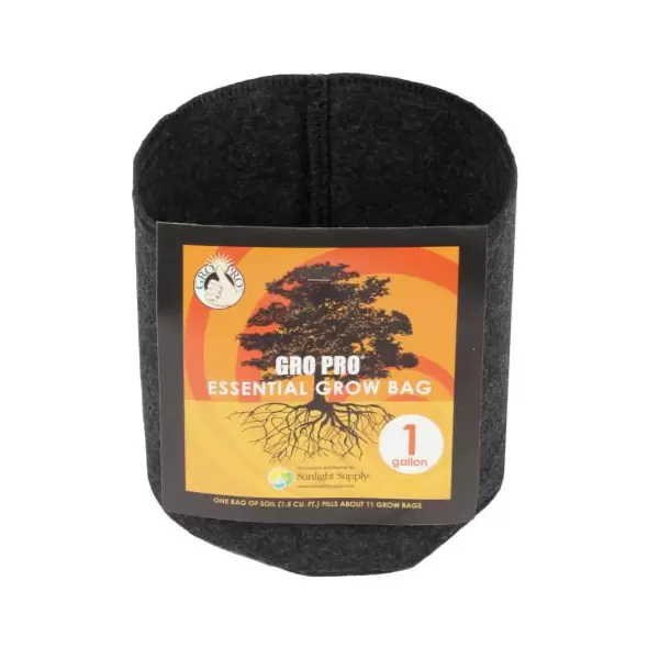 Gro Pro Essential Round Fabric Pot - Black 1 Gallon (120/Cs)