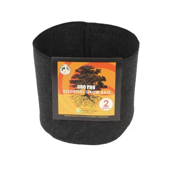 Gro Pro Essential Round Fabric Pot - Black 2 Gallon (120/Cs)