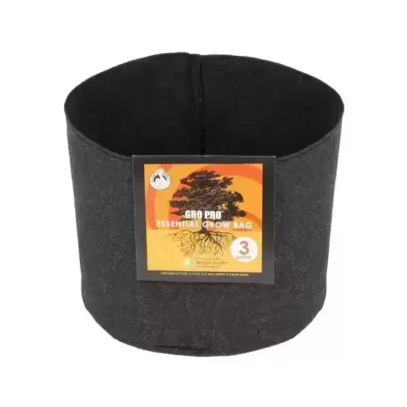 Gro Pro Essential Round Fabric Pot - Black 3 Gallon (72/Cs)
