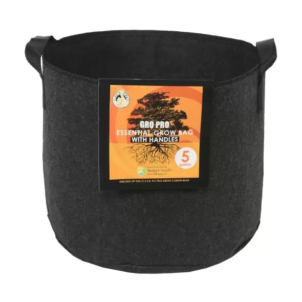 Gro Pro Essential Round Fabric Pot w/ Handles 5 Gallon - Black (90/Cs)