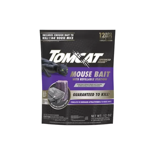 Tomcat 12pk Advanced Tier 1 Refillable Mouse Bait Station