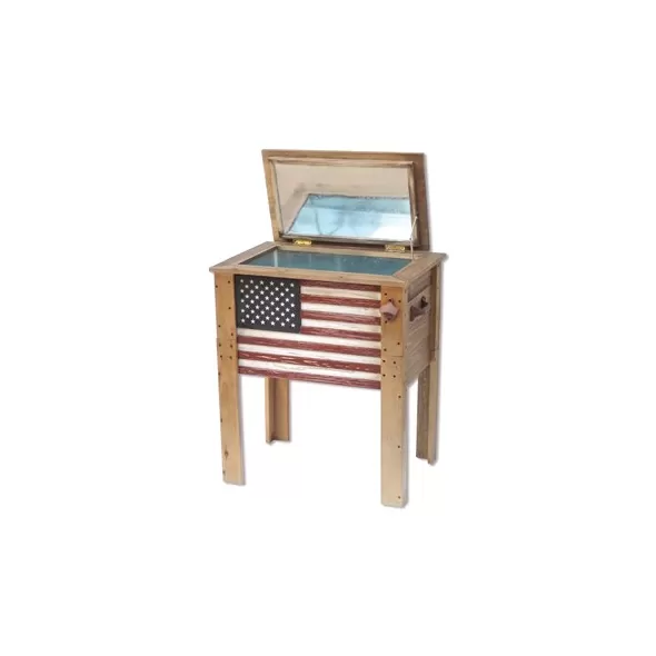 DDI 57qt Wooden Patio Cooler Front Flag Deco