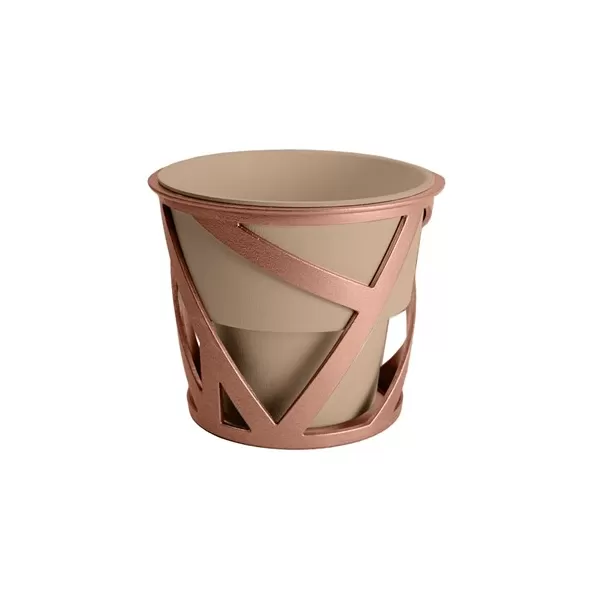 HC 4" Curio Planter Artisan Taupe w/ Copper Stand