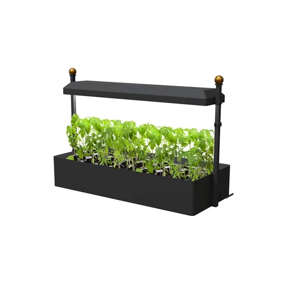 Panacea Modern Farmouse Gardener Tabletop House Planter with Grow Light and Stand Matte Black