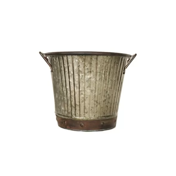 Robert Allen 4" Washboard Planter w/ Handle Aged Mocha