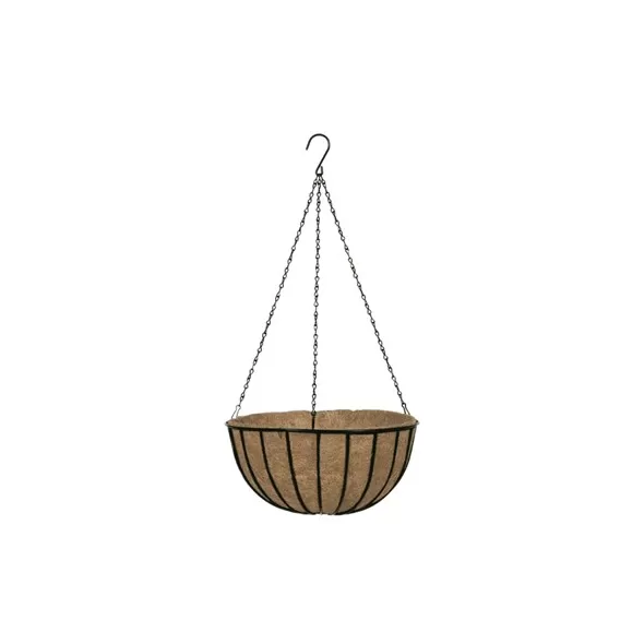 WSP 12" Black Traditional Hanging Basket with Coco Liner