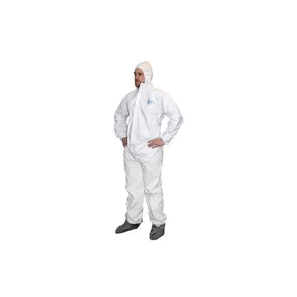 ProWorks Disposable Coverall, Microporous, Elastic Wrist, Ankles, Hood, & Boots, White, Medium, 25/CS