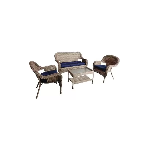 DDI 4pc Wicker Set with Cushions Brown